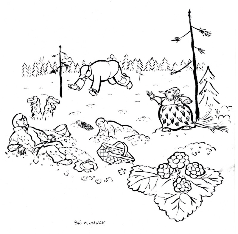 Ängsull throws the entire hunting party out on a swamp with ripe cloudberries - together with buckets and baskets for berry picking.